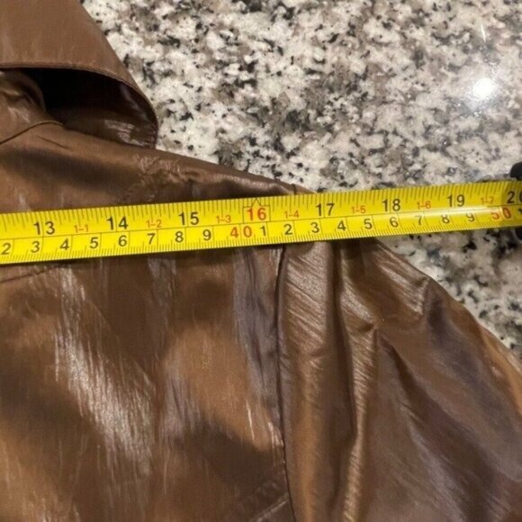 Vintage Y2K Metallic Brown Animal Print Lined Jacket Womens Medium Zip Snap Coat - Picture 15 of 16